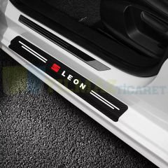 Seat Leon Logo Arma Karbon Kapı Eşiği Koruma Araba Etiket Oto Sticker Yapıştırma 4 Parça