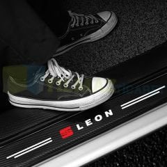 Seat Leon Logo Arma Karbon Kapı Eşiği Koruma Araba Etiket Oto Sticker Yapıştırma 4 Parça