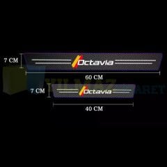 Skoda Octavia Karbon Kapı Eşiği Koruma Araba Etiket Oto Sticker Yapıştırma 4 Parça