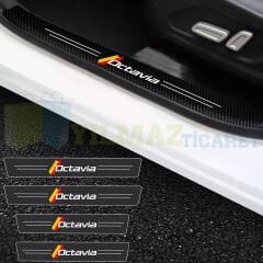 Skoda Octavia Karbon Kapı Eşiği Koruma Araba Etiket Oto Sticker Yapıştırma 4 Parça