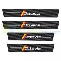 Skoda Octavia Karbon Kapı Eşiği Koruma Araba Etiket Oto Sticker Yapıştırma 4 Parça