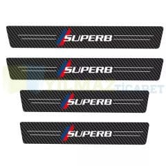 Skoda Superb Karbon Kapı Eşiği Koruma Araba Etiket Oto Sticker Yapıştırma 4 Parça