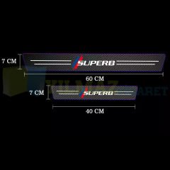 Skoda Superb Karbon Kapı Eşiği Koruma Araba Etiket Oto Sticker Yapıştırma 4 Parça