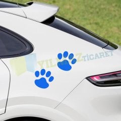 Kedi Pati Motosiklet Oto Sticker Etiket 2 Parça Kaliteli Folyo
