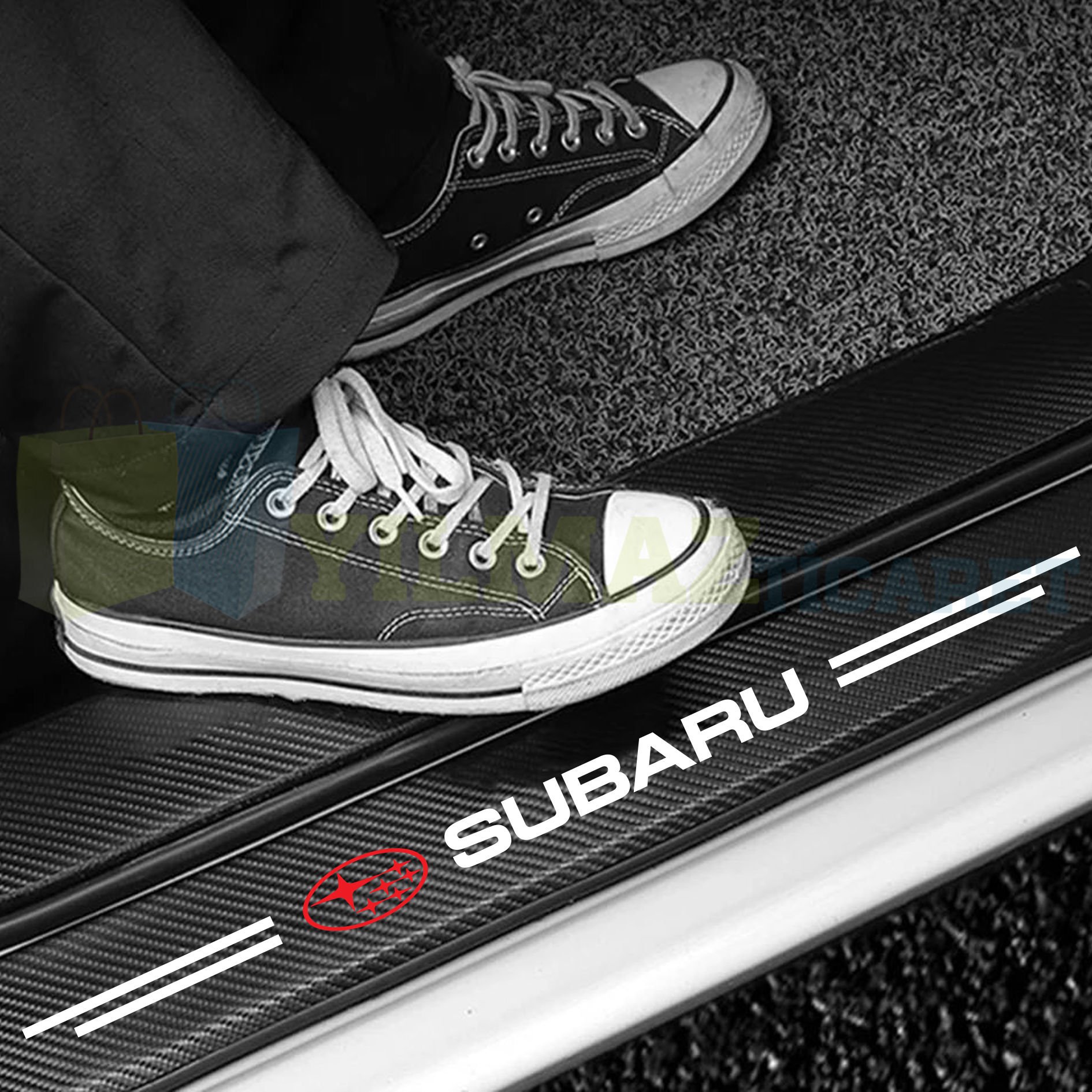 Subaru Arma Logo Karbon Kapı Eşiği Koruma Araba Etiket Oto Sticker Yapıştırma 4 Parça