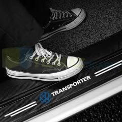 Volkswagen Transporter Logo Karbon Kapı Eşiği Koruma Araba Etiket Oto Sticker Yapıştırma 4 Parça