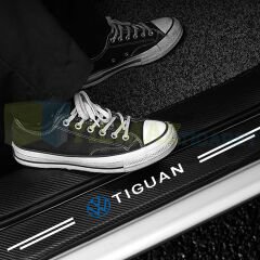 Volkswagen Tiguan Logo Karbon Kapı Eşiği Koruma Araba Etiket Oto Sticker Yapıştırma 4 Parça