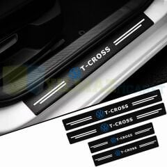 Volkswagen T-cross Logo Karbon Kapı Eşiği Koruma Araba Etiket Oto Sticker Yapıştırma 4 Parça