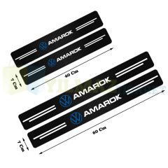 Volkswagen Amarok Logo Karbon Kapı Eşiği Koruma Araba Etiket Oto Sticker Yapıştırma 4 Parça