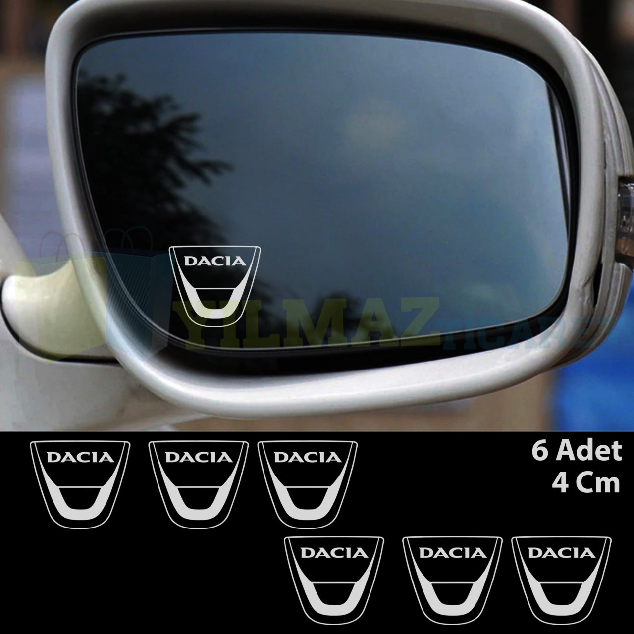 Dacia Logo Ayna Oto Sticker Yapıştırma Çıkartma Etiket 6 Adet