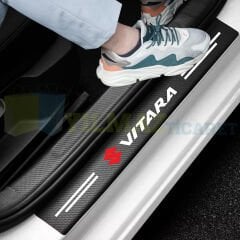 Suzuki Vitara Logo Karbon Kapı Eşiği Koruma Araba Etiket Oto Sticker Yapıştırma 4 Parça
