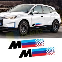 Bmw M Bayrak Kapı Altı Oto Sticker Etiket Yapıştırma Çıkartma 2Ad