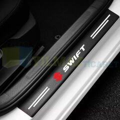 Suzuki Swift Logo Karbon Kapı Eşiği Koruma Araba Etiket Oto Sticker Yapıştırma 4 Parça