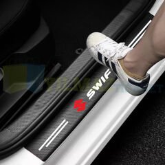 Suzuki Swift Logo Karbon Kapı Eşiği Koruma Araba Etiket Oto Sticker Yapıştırma 4 Parça