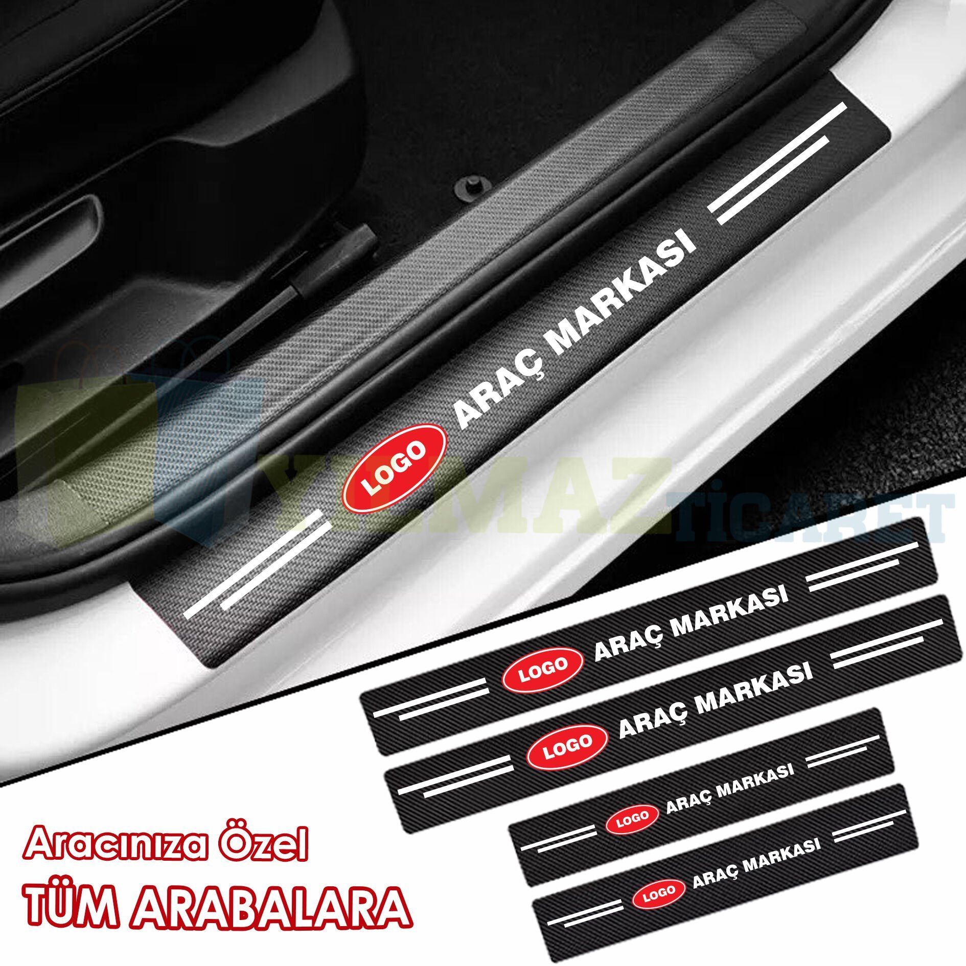 Size Özel Logo Karbon Kapı Eşiği Koruma Araba Etiket Oto Sticker Yapıştırma 4Parça