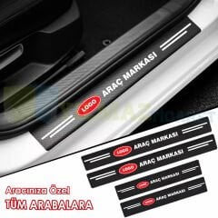 Size Özel Logo Karbon Kapı Eşiği Koruma Araba Etiket Oto Sticker Yapıştırma 4Parça
