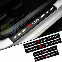 Citroen Logo C5 Karbon Kapı Eşiği Koruma Araba Etiket Oto Sticker Yapıştırma 4 Parça
