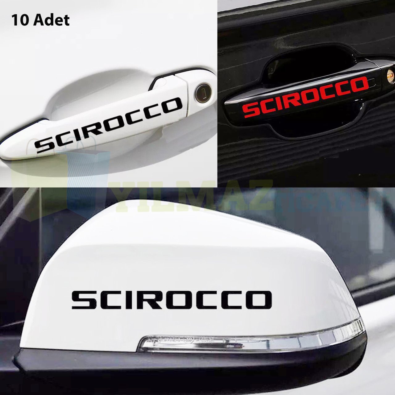 Volkswagen Scirocco Kapı Kolu Jant Yan Ayna Oto Sticker Etiket Yapıştırma 10 Adet