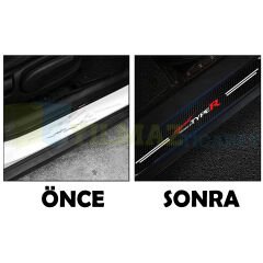 Honda Typer Logo Karbon Kapı Eşiği Koruma Araba Etiket Oto Sticker Yapıştırma 4 Parça