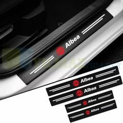 Fiat Albea Logo Karbon Kapı Eşiği Koruma Araba Etiket Oto Sticker Yapıştırma 4 Parça