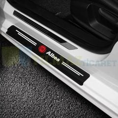 Fiat Albea Logo Karbon Kapı Eşiği Koruma Araba Etiket Oto Sticker Yapıştırma 4 Parça