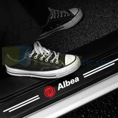Fiat Albea Logo Karbon Kapı Eşiği Koruma Araba Etiket Oto Sticker Yapıştırma 4 Parça