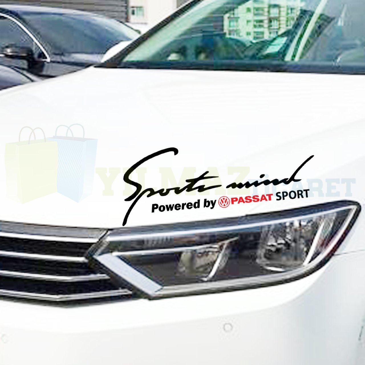 Volkswagen Passat Logo Sport Mind Kaput Far Oto Sticker Yapıştırma Etiket