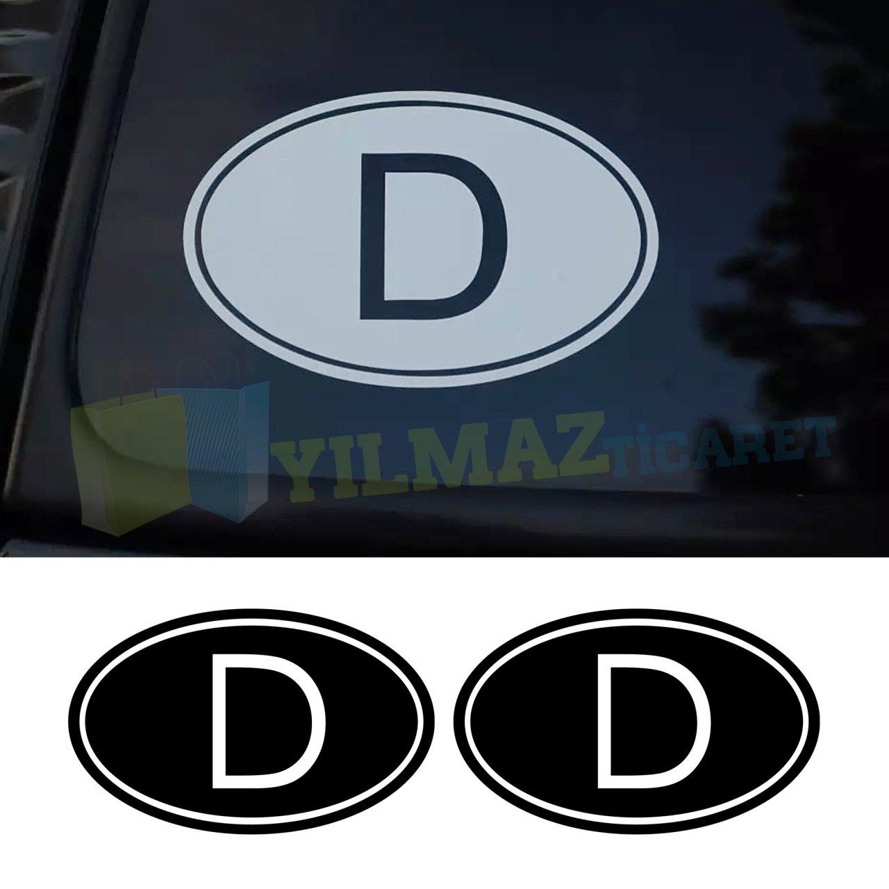 Almanya D Deutschland Oto Sticker Etiket Oval Yapıştırma 2 Adet