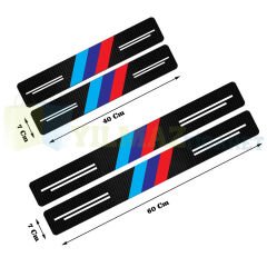Bmw M Logo Karbon Kapı Eşiği Koruma Araba Etiket Oto Sticker Yapıştırma 4 Parça