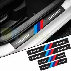 Bmw M Logo Karbon Kapı Eşiği Koruma Araba Etiket Oto Sticker Yapıştırma 4 Parça