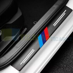 Bmw M Logo Karbon Kapı Eşiği Koruma Araba Etiket Oto Sticker Yapıştırma 4 Parça