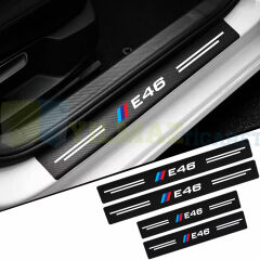 Bmw M Logo E46 Karbon Kapı Eşiği Koruma Araba Etiket Oto Sticker Yapıştırma 4 Parça