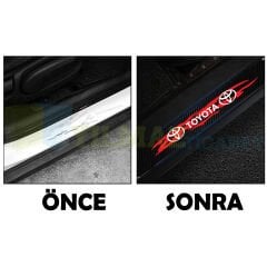 Toyota Logo Karbon Kapı Eşiği Koruma Araba Etiket Oto Sticker Yapıştırma 4 Parça