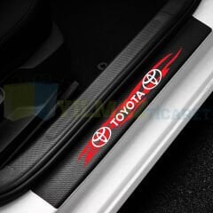Toyota Logo Karbon Kapı Eşiği Koruma Araba Etiket Oto Sticker Yapıştırma 4 Parça