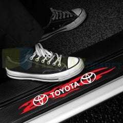 Toyota Logo Karbon Kapı Eşiği Koruma Araba Etiket Oto Sticker Yapıştırma 4 Parça