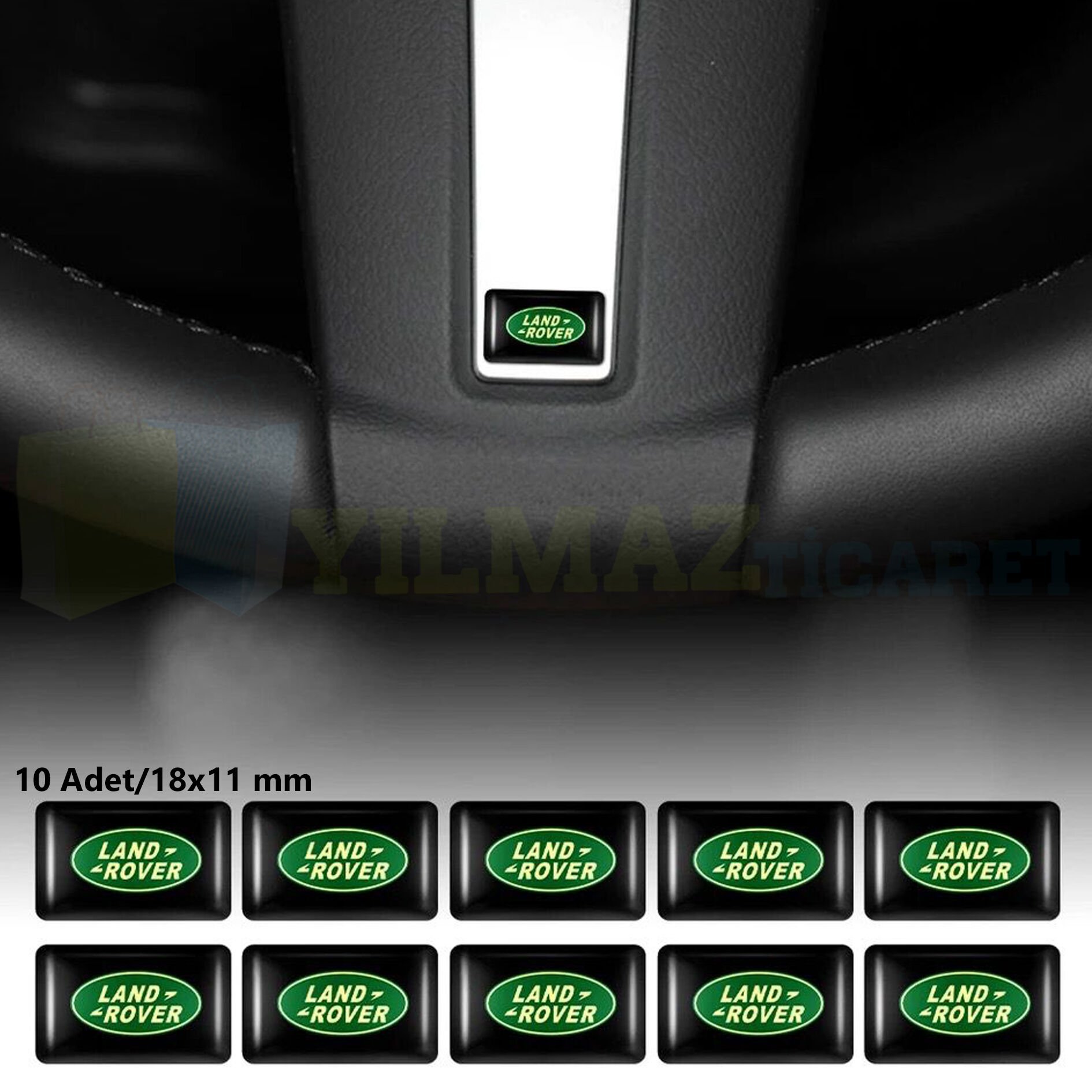 Land Rover Logo Arma Direksiyon Jant Vites Torpido Ayna Damla Silikon Etiket Oto Sticker 18x11 mm