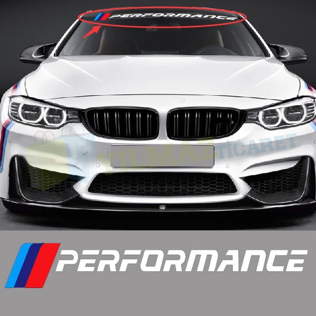 Bmw M Performance Ön Cam Oto Sticker Çıkartma Yapıştırma 1 Adet