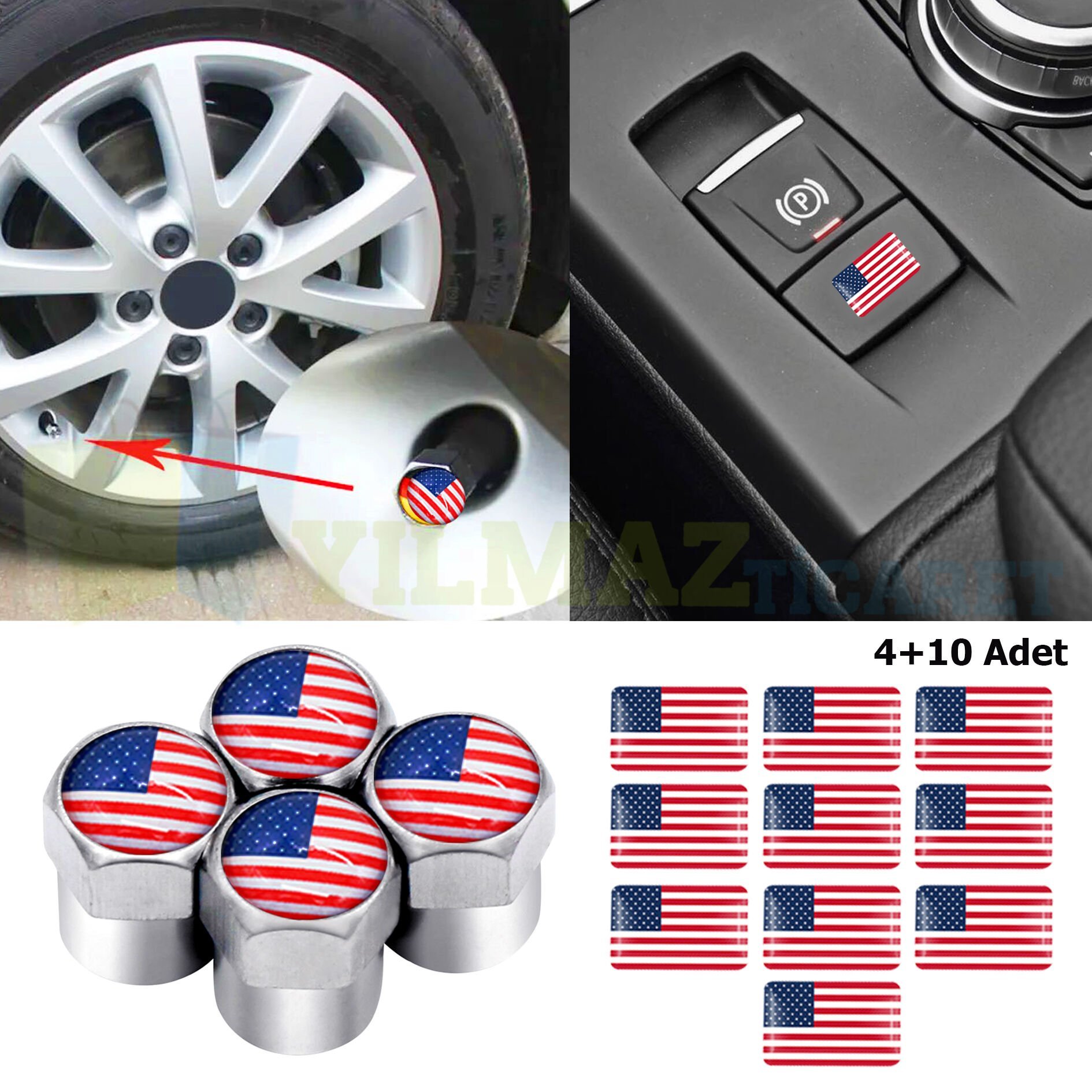 Ford Chevrolet Jeep Sibop Kapağı Jant Vites Torpido Sticker Damla Silikon Etiket 4+10 Adet