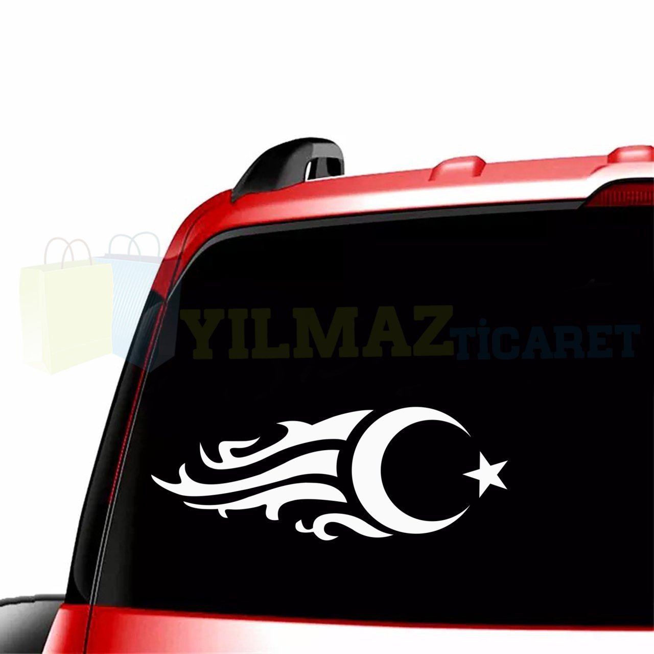 Türk Bayrağı Ay Yıldız Alev Oto Sticker Yapıştırma Etiket Araba Çıkartma 1 Çift