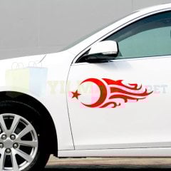 Türk Bayrağı Ay Yıldız Alev Oto Sticker Yapıştırma Etiket Araba Çıkartma 1 Çift