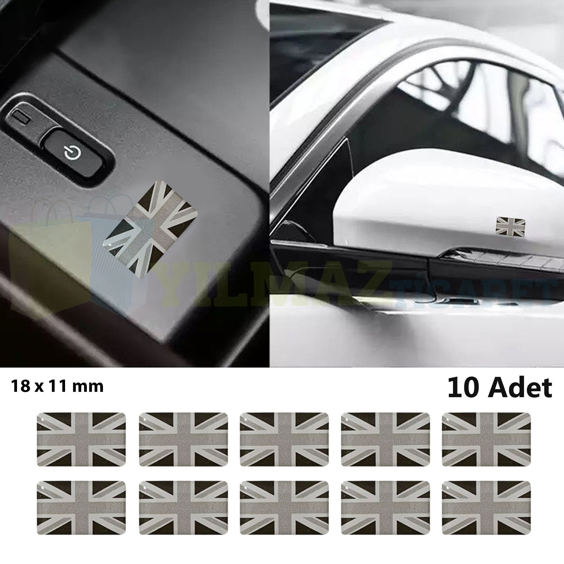 Mini Cooper Gray Jk Logo Direksiyon Jant Vites Torpido Ayna Damla Silikon Etiket Oto Sticker 18x11mm