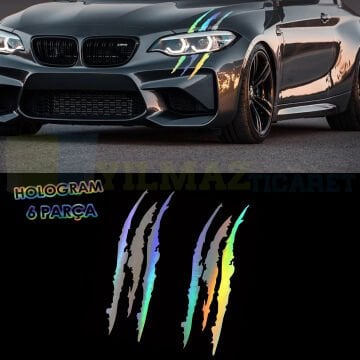 Monster Pençe Far Hologram Oto Sticker Araba Etiket Çıkartma Yapıştırma Aksesuar 6 Parça