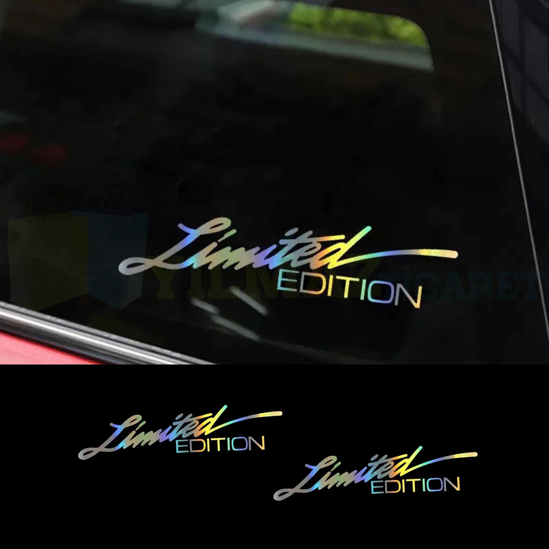 Limited Edition Hologram Oto Sticker Kelebek Cam Araba Etiket Çıkartma Yapıştırma Aksesuar 2 Adet