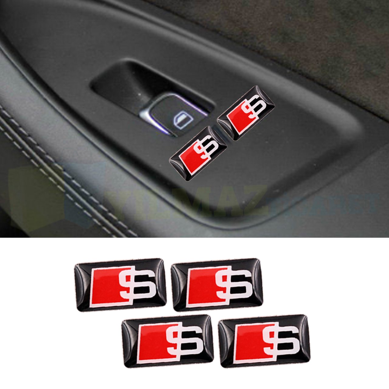 Audi S Line Logo Direksiyon Ayna Vites Torpido Jant Damla Oto Sticker Etiket Yapıştırma 10 Adet