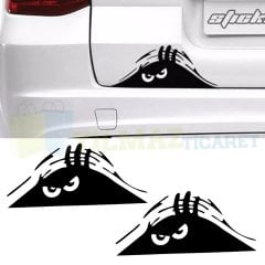 Kızgın Sinirli Bagajdan Bakan Adam Oto Sticker Araba Etiket Yapıştırma 40x14Cm Kaliteli Folyo 2 Adet