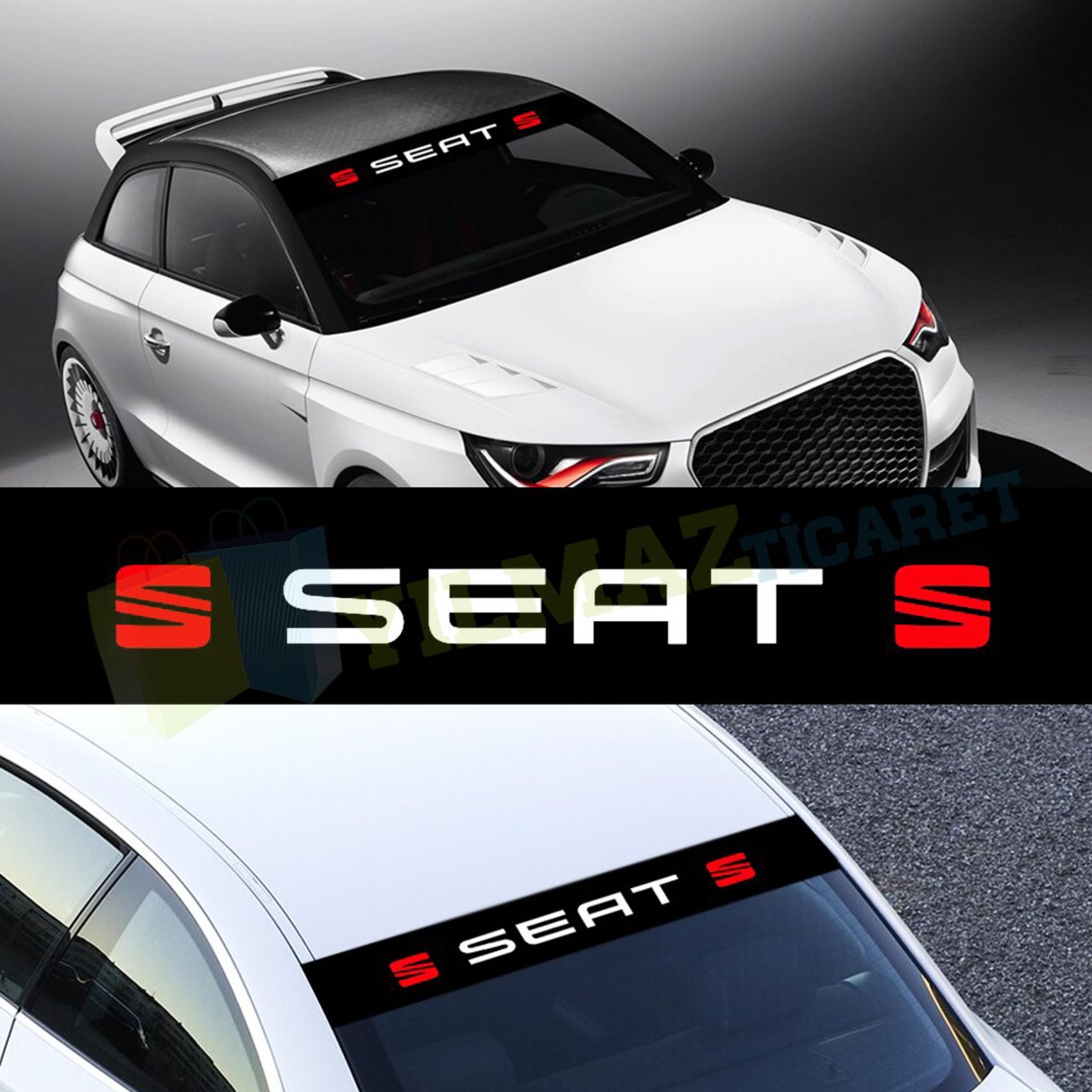Seat Logo Ön Arka Cam Güneşlik Oto Sticker Yapıştırma Araba