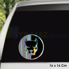 Pitbull Köpek Hologram Oto Sticker Araba Cam Etiket Çıkartma Yapıştırma Aksesuar 16 X 16 Cm