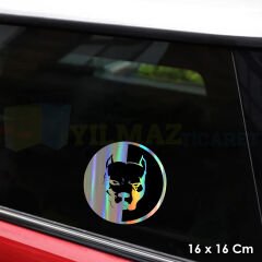 Pitbull Köpek Hologram Oto Sticker Araba Cam Etiket Çıkartma Yapıştırma Aksesuar 16 X 16 Cm