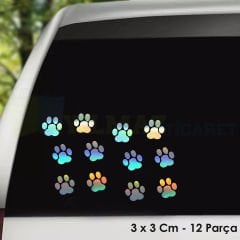 Kedi Pati Hologram Oto Sticker Araba Etiket Yapıştırma Aksesuar Çıkartma 3x3 Cm 12 Parça