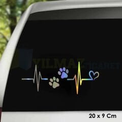 Kedi Pati Kalp Ritim Hologram Oto Sticker Cam Araba Yapıştırma Çıkartma Aksesuar Modifiye 20 X 9 Cm